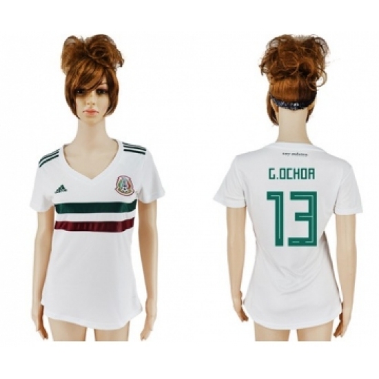 Women's Mexico 13 G.Ochoa Away Soccer Country Jersey