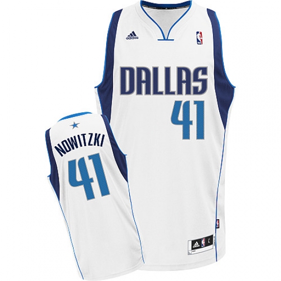 Youth Adidas Dallas Mavericks 41 Dirk Nowitzki Swingman White Home NBA Jersey