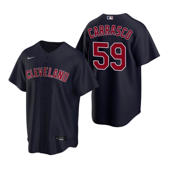 Men's Nike Cleveland Indians 59 Carlos Carrasco Navy Alternate Stitched Baseball Jersey