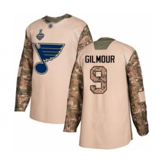 Youth St. Louis Blues 9 Doug Gilmour Authentic Camo Veterans Day Practice 2019 Stanley Cup Final Bound Hockey Jersey