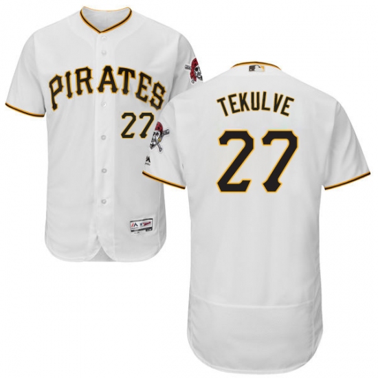 Men's Majestic Pittsburgh Pirates 27 Kent Tekulve White Home Flex Base Authentic Collection MLB Jersey