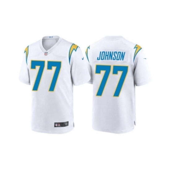 Men's Los Angeles Chargers 77 Zion Johnson White Limited Stitched Jersey