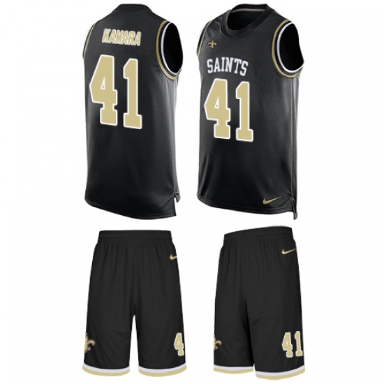 Men's Nike New Orleans Saints 41 Alvin Kamara Limited Black Tank Top Suit NFL Jersey