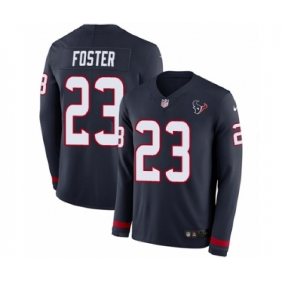 Youth Nike Houston Texans 23 Arian Foster Limited Navy Blue Therma Long Sleeve NFL Jersey