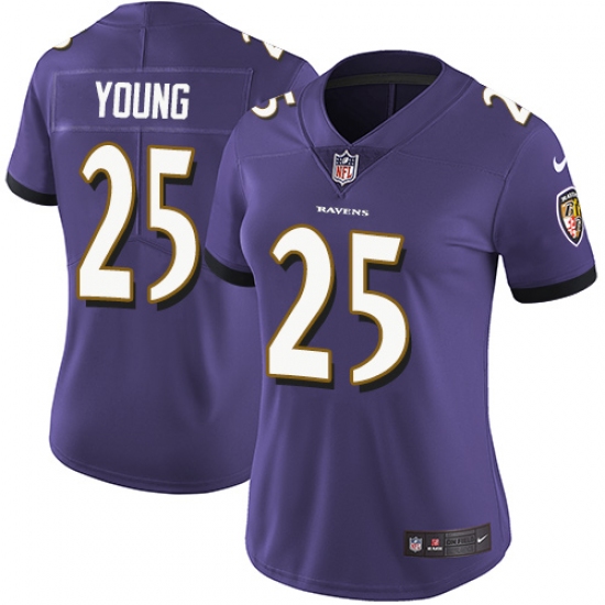 Women's Nike Baltimore Ravens 25 Tavon Young Purple Team Color Vapor Untouchable Limited Player NFL Jersey