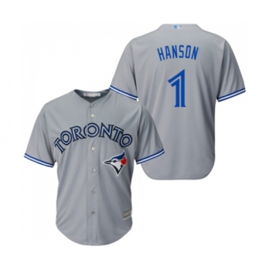 Men's Toronto Blue Jays 1 Alen Hanson Replica Grey Road Baseball Jersey