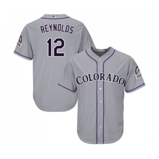 Men's Colorado Rockies 12 Mark Reynolds Replica Grey Road Cool Base Baseball Jersey