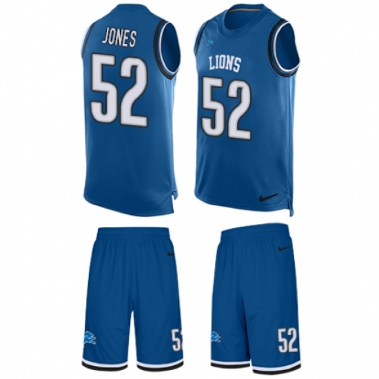 Men's Nike Detroit Lions 52 Christian Jones Limited Blue Tank Top Suit NFL Jersey
