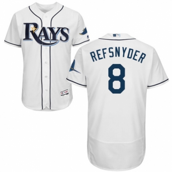 Men's Majestic Tampa Bay Rays 8 Rob Refsnyder Home White Home Flex Base Authentic Collection MLB Jersey