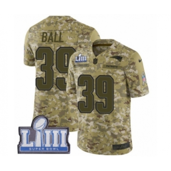 Men's Nike New England Patriots 39 Montee Ball Limited Camo 2018 Salute to Service Super Bowl LIII Bound NFL Jersey