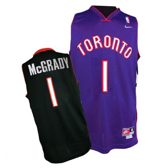 Men's Nike Toronto Raptors 1 Tracy Mcgrady Authentic Black/Purple Throwback NBA Jersey