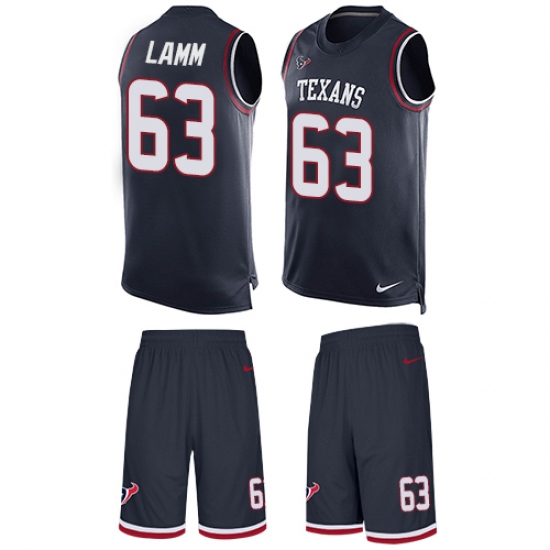 Men's Nike Houston Texans 63 Kendall Lamm Limited Navy Blue Tank Top Suit NFL Jersey