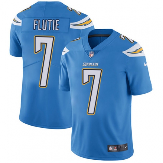 Men's Nike Los Angeles Chargers 7 Doug Flutie Electric Blue Alternate Vapor Untouchable Limited Player NFL Jersey