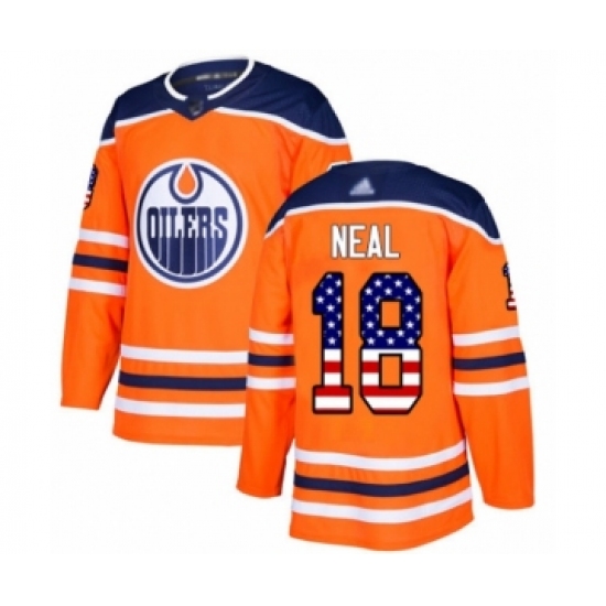Youth Edmonton Oilers 18 James Neal Authentic Orange USA Flag Fashion Hockey Jersey