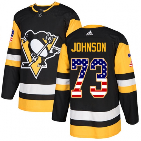 Men's Adidas Pittsburgh Penguins 73 Jack Johnson Authentic Black USA Flag Fashion NHL Jersey