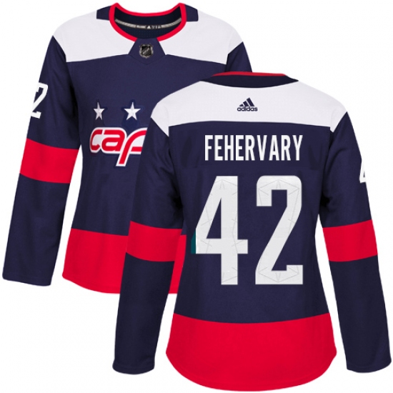 Women's Adidas Washington Capitals 42 Martin Fehervary Authentic Navy Blue 2018 Stadium Series NHL Jersey