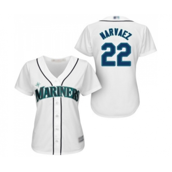 Women's Seattle Mariners 22 Omar Narvaez Replica White Home Cool Base Baseball Jersey