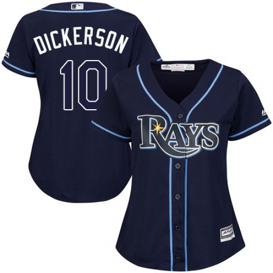 Women's Majestic Tampa Bay Rays 10 Corey Dickerson Replica Navy Blue Alternate Cool Base MLB Jersey