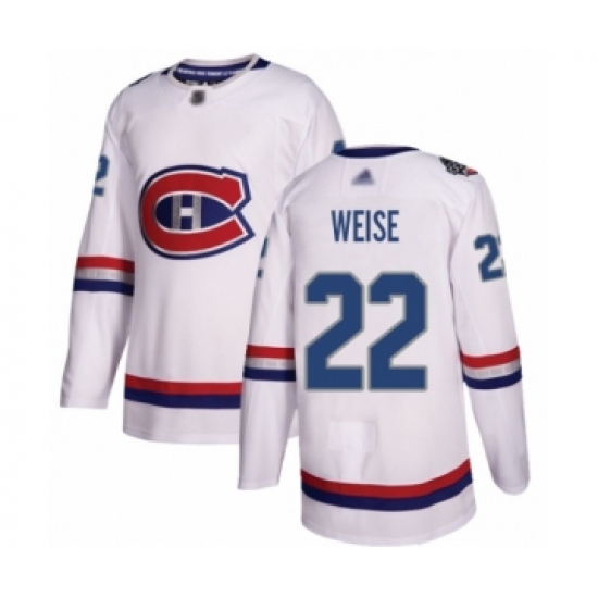 Men's Montreal Canadiens 22 Dale Weise Authentic White 2017 100 Classic Hockey Jersey