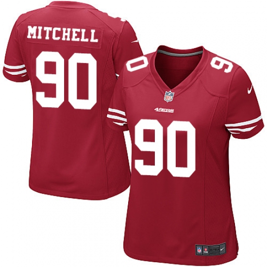 Women's Nike San Francisco 49ers 90 Earl Mitchell Game Red Team Color NFL Jersey