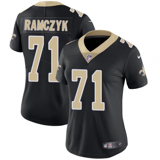 Women's Nike New Orleans Saints 71 Ryan Ramczyk Black Team Color Vapor Untouchable Limited Player NFL Jersey