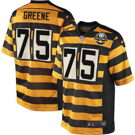 Men's Nike Pittsburgh Steelers 75 Joe Greene Elite Yellow/Black Alternate 80TH Anniversary Throwback NFL Jersey
