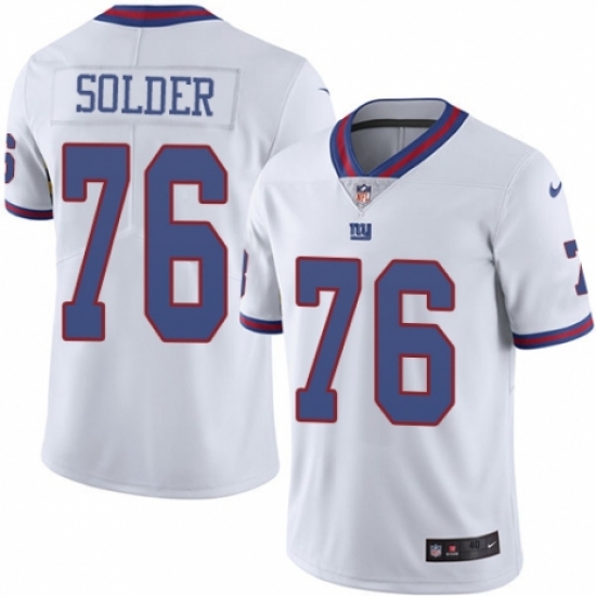 Men's Nike New York Giants 76 Nate Solder Elite White Rush Vapor Untouchable NFL Jersey