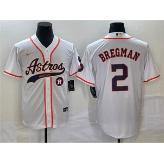 Men's Houston Astros 2 Alex Bregman White Cool Base Stitched Baseball Jersey