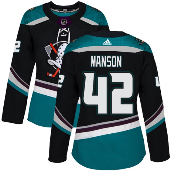 Women's Adidas Anaheim Ducks 42 Josh Manson Authentic Black Teal Third NHL Jersey