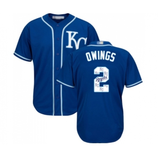 Men's Kansas City Royals 2 Chris Owings Blue Authentic Blue Team Logo Fashion Cool Base Baseball Jersey