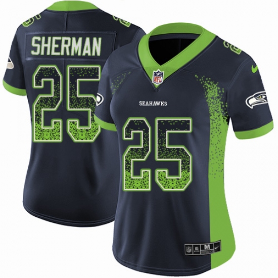 Women's Nike Seattle Seahawks 25 Richard Sherman Limited Navy Blue Rush Drift Fashion NFL Jersey
