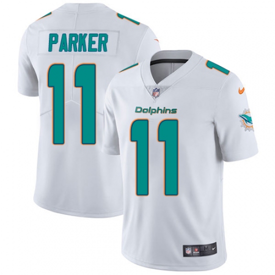 Men's Nike Miami Dolphins 11 DeVante Parker White Vapor Untouchable Limited Player NFL Jersey