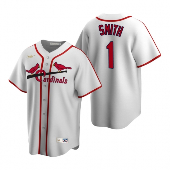 Men's Nike St. Louis Cardinals 1 Ozzie Smith White Cooperstown Collection Home Stitched Baseball Jersey