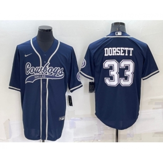 Men's Dallas Cowboys 33 Tony Dorsett Navy Blue Stitched Cool Base Nike Baseball Jersey