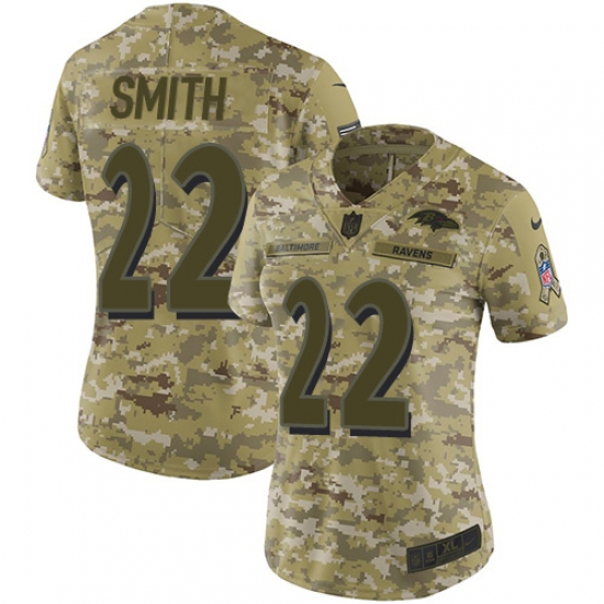 Women's Nike Baltimore Ravens 22 Jimmy Smith Limited Camo 2018 Salute to Service NFL Jersey