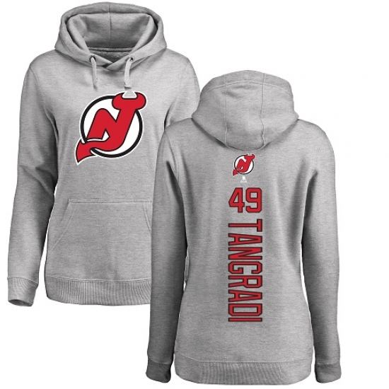 NHL Women's Adidas New Jersey Devils 49 Eric Tangradi Ash Backer Pullover Hoodie