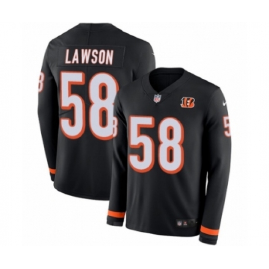 Youth Nike Cincinnati Bengals 58 Carl Lawson Limited Black Therma Long Sleeve NFL Jersey