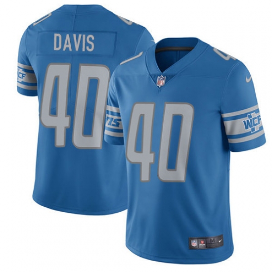 Men's Nike Detroit Lions 40 Jarrad Davis Limited Light Blue Team Color Vapor Untouchable NFL Jersey