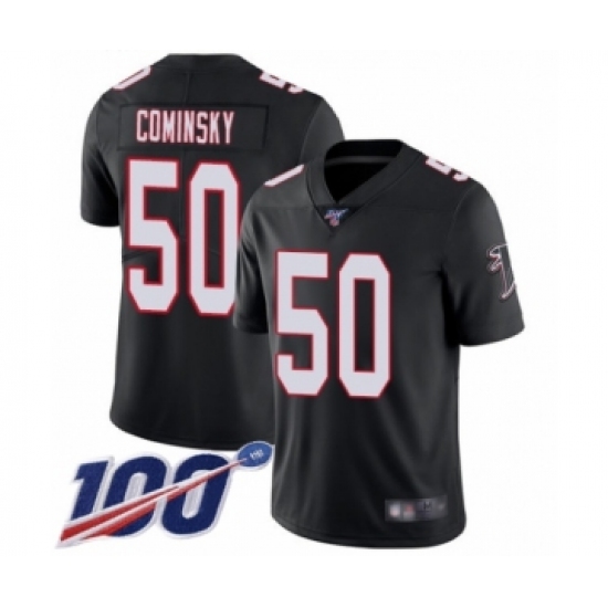 Men's Atlanta Falcons 50 John Cominsky Black Alternate Vapor Untouchable Limited Player 100th Season Football Jersey