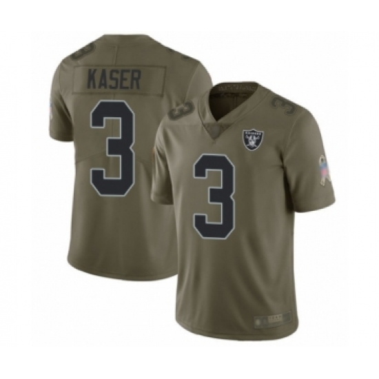 Youth Oakland Raiders 3 Drew Kaser Limited Olive 2017 Salute to Service Football Jersey
