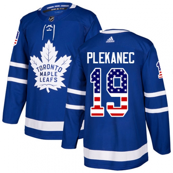 Men's Adidas Toronto Maple Leafs 19 Tomas Plekanec Authentic Royal Blue USA Flag Fashion NHL Jersey