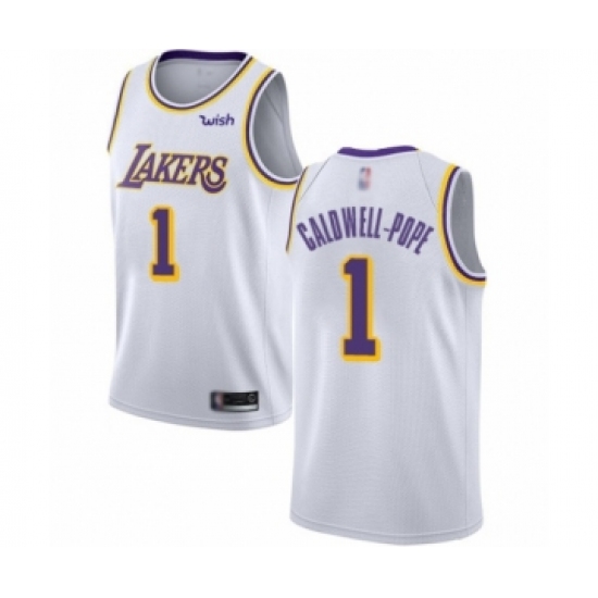 Women's Los Angeles Lakers 1 Kentavious Caldwell-Pope Authentic White Basketball Jerseys - Association Edition