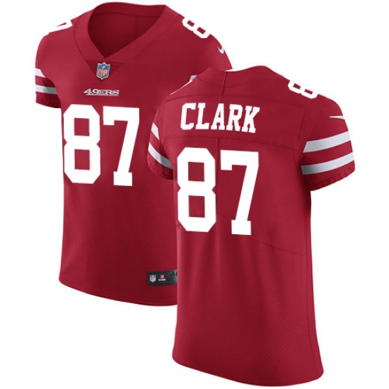 Men's Nike San Francisco 49ers 87 Dwight Clark Red Team Color Vapor Untouchable Elite Player NFL Jersey