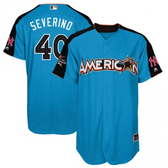 Men's Majestic New York Yankees 40 Luis Severino Authentic Blue American League 2017 MLB All-Star MLB Jersey
