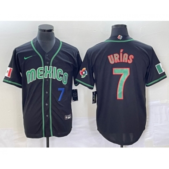 Men's Mexico Baseball 7 Julio Urias Number 2023 Black World Classic Stitched Jersey2