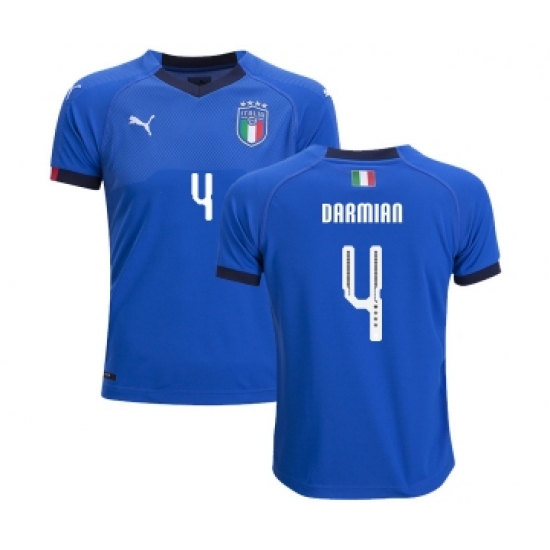 Italy 4 Darmian Home Kid Soccer Country Jersey