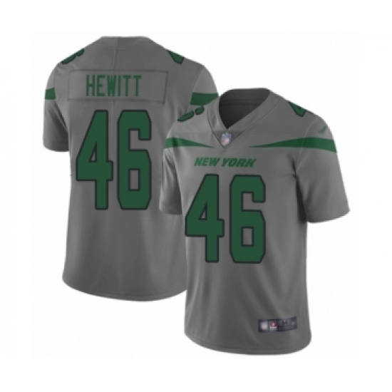 Youth New York Jets 46 Neville Hewitt Limited Gray Inverted Legend Football Jersey