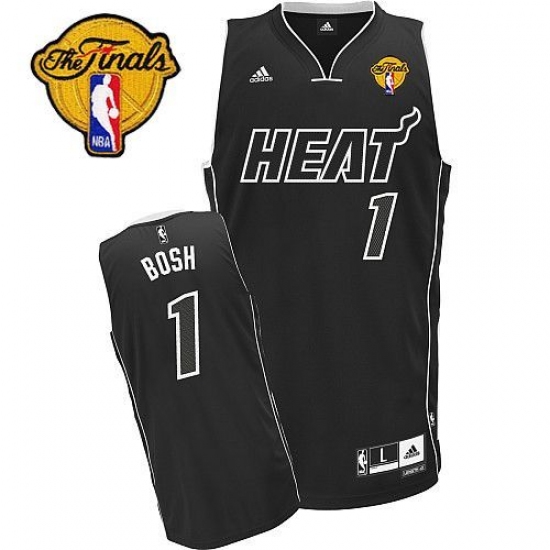 Men's Adidas Miami Heat 1 Chris Bosh Swingman Black Shadow Finals Patch NBA Jersey