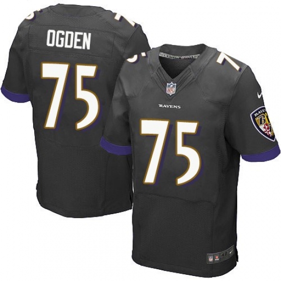 Men's Nike Baltimore Ravens 75 Jonathan Ogden Elite Black Alternate NFL Jersey