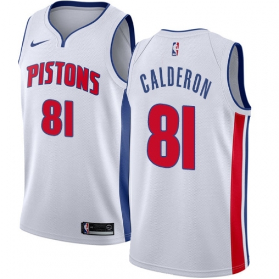 Men's Nike Detroit Pistons 81 Jose Calderon Swingman White NBA Jersey - Association Edition